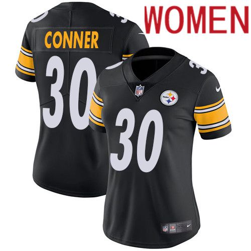 Women Pittsburgh Steelers #30 James Conner Nike Black Vapor Limited NFL Jersey->women nfl jersey->Women Jersey